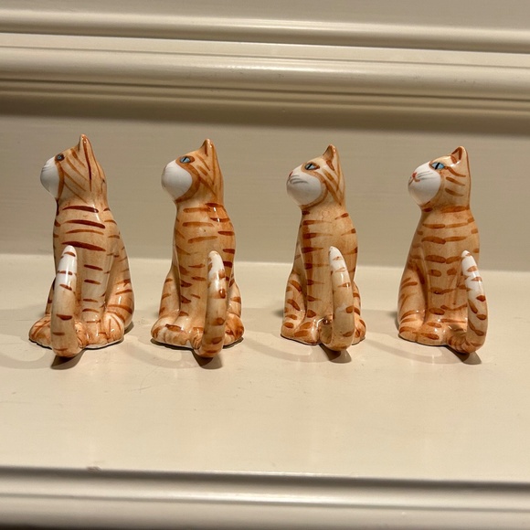 Vintage Bone China Orange Tabby Cat Napkin Rings - Picture 5 of 9